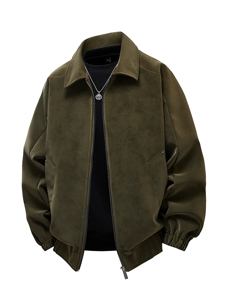 Áo khoác da cổ điển có ve áo kiểu thường ngày của Jeanswest dành cho nam giới, áo khoác ngoài đa năng cao cấp hợp thời trang mùa xuân và mùa thu.