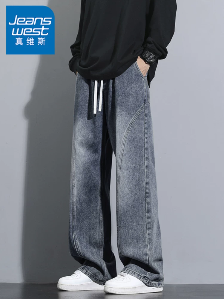 Quần jean ống đứng kiểu Mỹ của Jeanswest dành cho nam, mùa xuân thu, dáng rộng cao cấp, quần dài thương hiệu thời thượng.