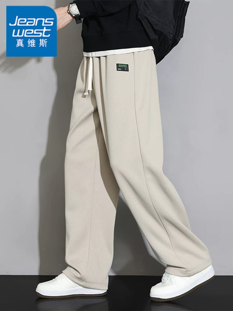 Quần kaki dáng rộng thông thường của Jeanswest dành cho nam, mùa xuân thu, thương hiệu thời trang cao cấp, quần dài xếp nếp.
