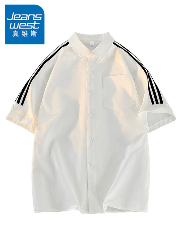 Áo sơ mi ngắn tay kẻ sọc thời trang kiểu Mỹ của Jeanswest dành cho nam, áo nửa tay thoáng mát, cảm giác mát lạnh như băng, mới cho mùa hè.