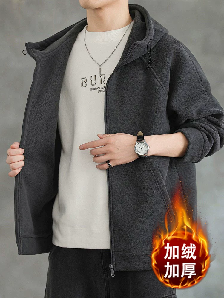 Áo len cardigan lông cừu Jeanswest dành cho nam, mùa thu đông, áo khoác ấm mới, áo khoác có mũ trùm đầu thương hiệu thời trang.