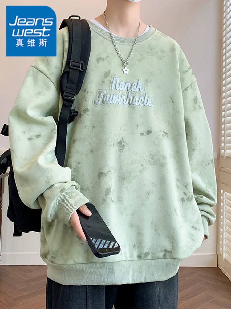Áo thun cổ tròn dáng rộng phong cách Mỹ của thương hiệu thời trang Jeanswest dành cho nam, áo nỉ mùa xuân đa năng.