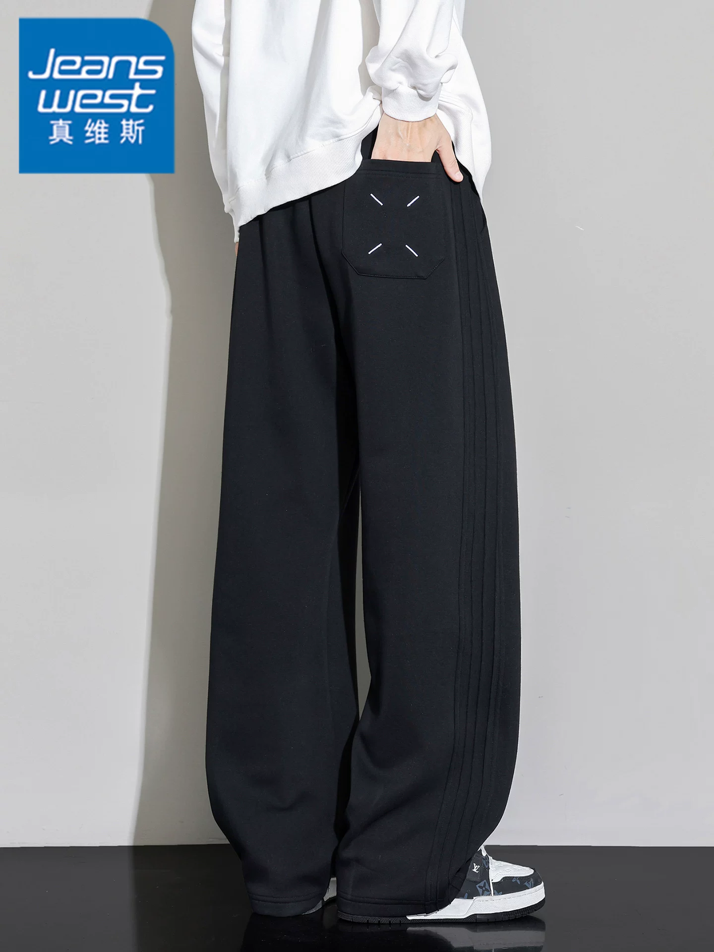 Quần dài dáng rộng phong cách Mỹ của Jeanswest dành cho nam, mùa xuân thu, thương hiệu thời thượng mang lại cảm giác cao cấp, quần dài đa năng.