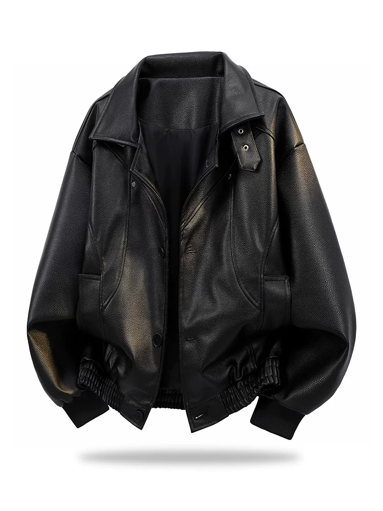 Áo khoác da PU kiểu Mỹ giản dị của Jeanswest dành cho nam, mùa xuân và mùa thu, áo khoác ngoài rộng rãi, thương hiệu thời trang cao cấp.