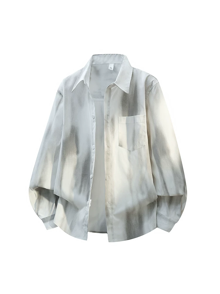 Áo sơ mi dài tay nhuộm tie-dye của Jeanswest dành cho nam, mùa thu, dáng rộng, cảm giác cao cấp.
