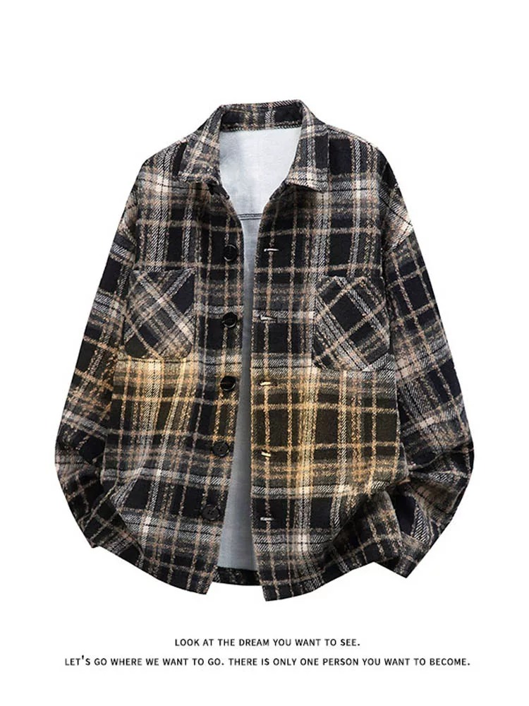 Áo sơ mi kẻ caro cổ điển Jeanswest dành cho nam, mùa xuân thu, chất liệu cao cấp, dáng rộng, áo khoác đa năng phong cách thường ngày.