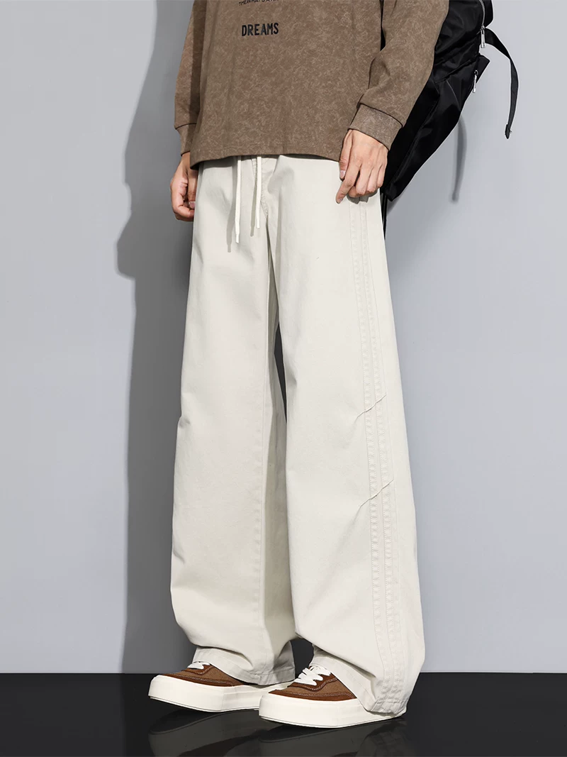 Quần dài nam Jeanswest 2026 kiểu mới, 100% cotton nguyên chất, chất liệu vải đã qua xử lý, dáng rộng, ống rộng, phong cách thường ngày, thích hợp cho mùa xuân và mùa thu.
