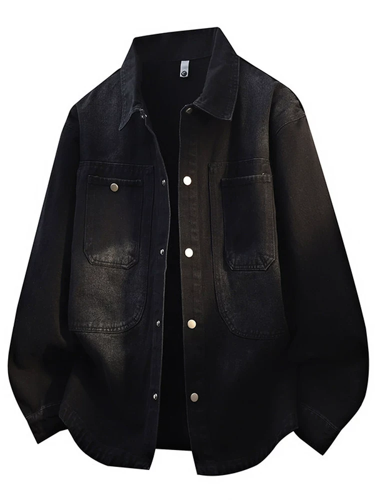 Áo khoác denim đen Jeanswest dành cho nam, mùa xuân thu, kiểu dáng đã qua xử lý làm cũ, phong cách workwear, áo khoác thời trang.