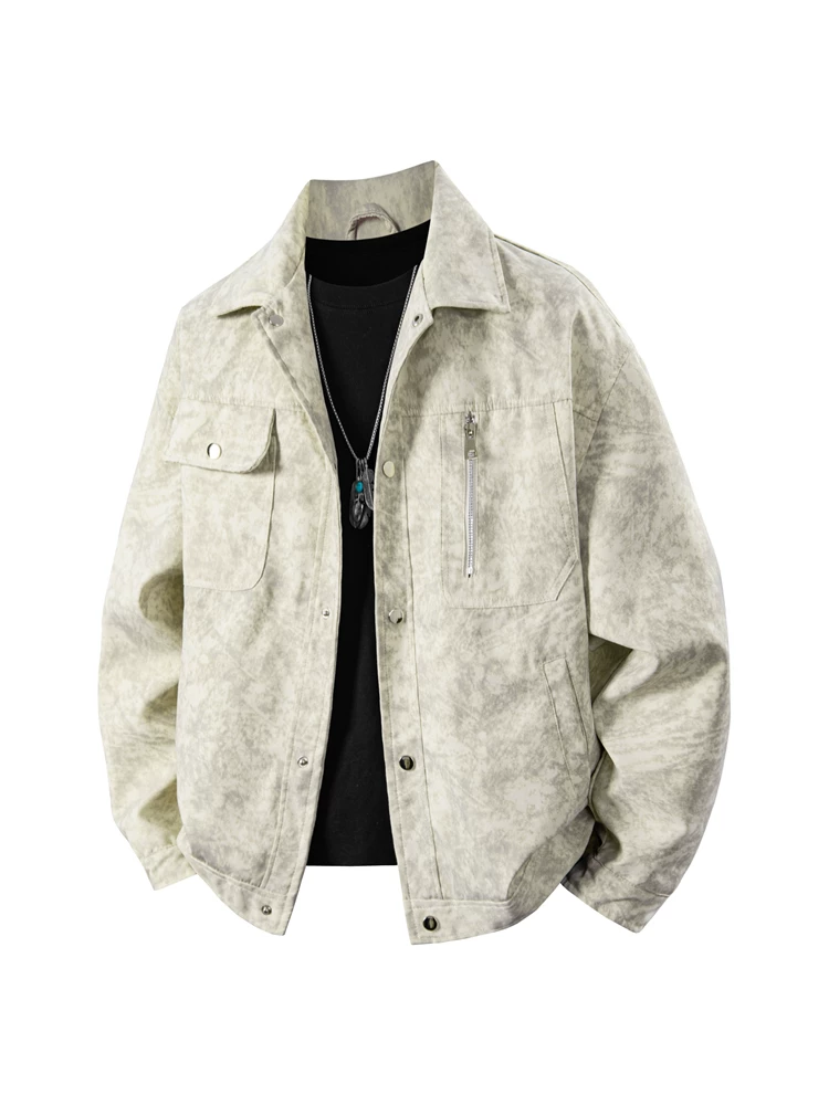 Áo khoác thường ngày có cổ phối màu theo phong cách retro của Mỹ của Jeanswest dành cho nam giới, quần áo hàng đầu của thương hiệu thời trang cao cấp mùa xuân và mùa thu.