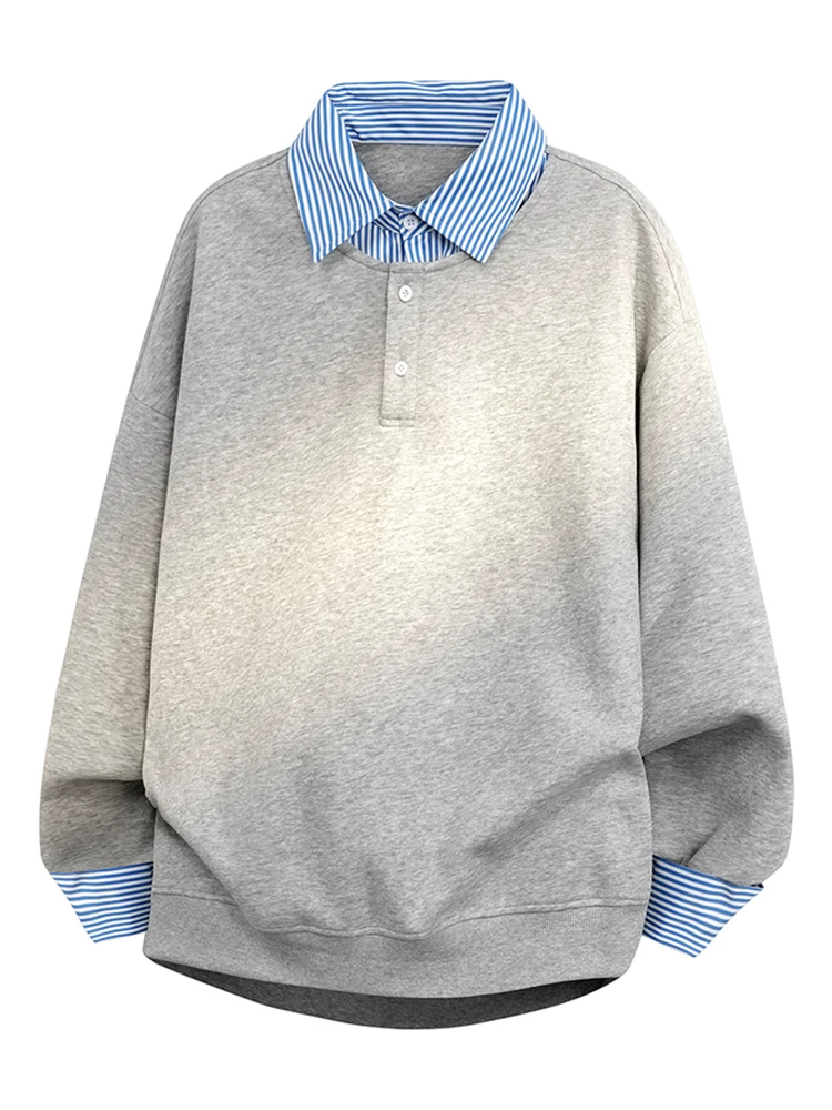 Áo nỉ giả hai mảnh cao cấp của Jeanswest dành cho nam, mùa xuân và mùa thu, áo sơ mi POLO dáng rộng màu đen thông thường.