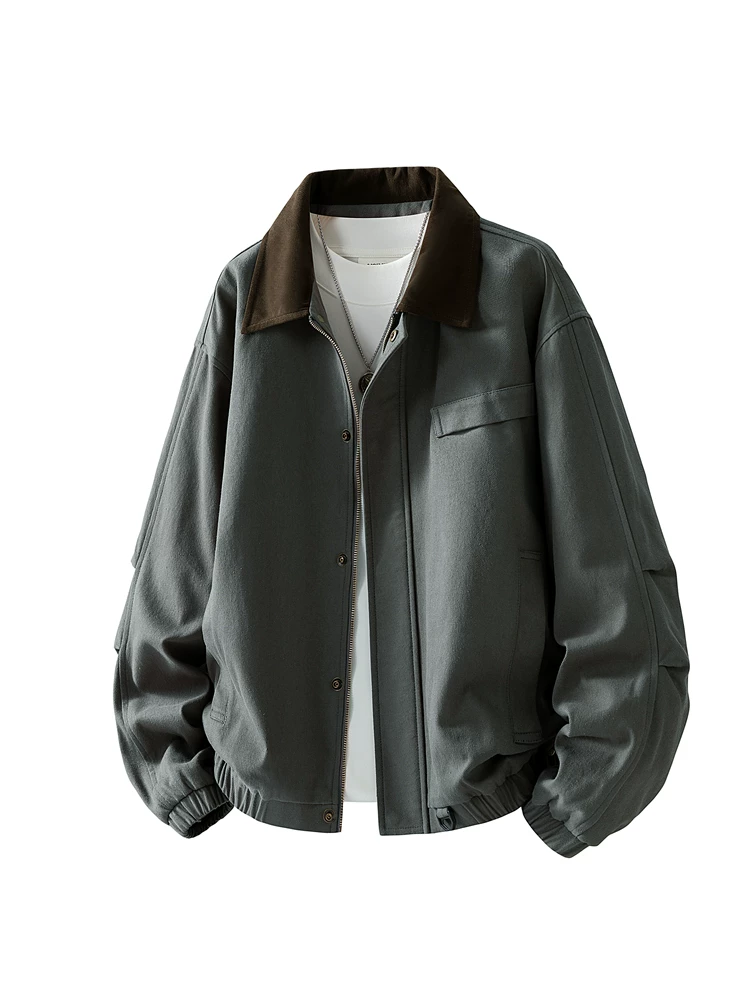 Áo khoác nam kiểu Mỹ thời thượng của thương hiệu Jeanswest, dành cho mùa xuân thu, cảm giác cao cấp, áo khoác đen rộng rãi, thoải mái, đa năng.