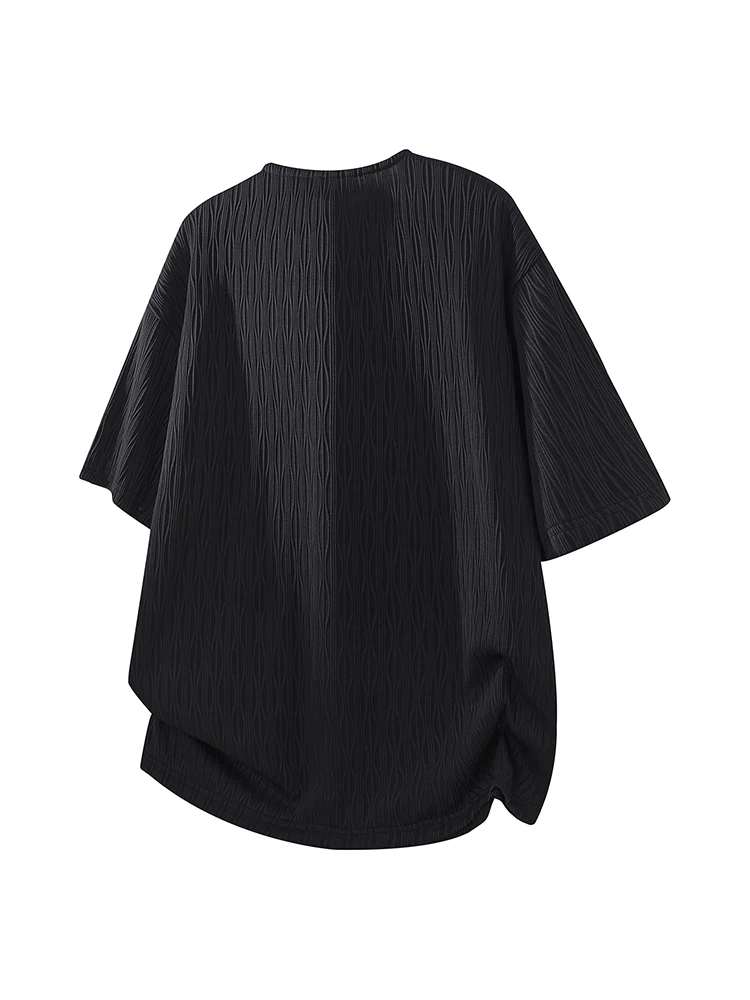 Áo thun cổ tròn có khóa kéo màu đen phong cách Mỹ thời thượng của Jeanswest dành cho nam giới, mặc mùa hè và đầu xuân, áo dáng rộng.