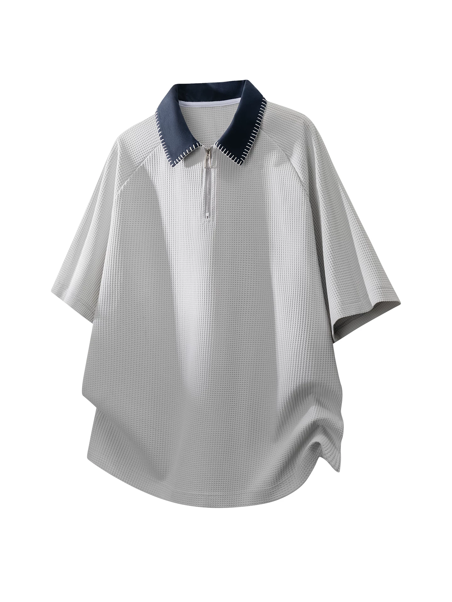 Áo thun cổ bẻ phối màu tương phản kiểu Mỹ của Jeanswest dành cho nam, dáng rộng mùa hè, cảm giác cao cấp, thoáng khí, thân thiện với làn da, tay ngắn mỏng.