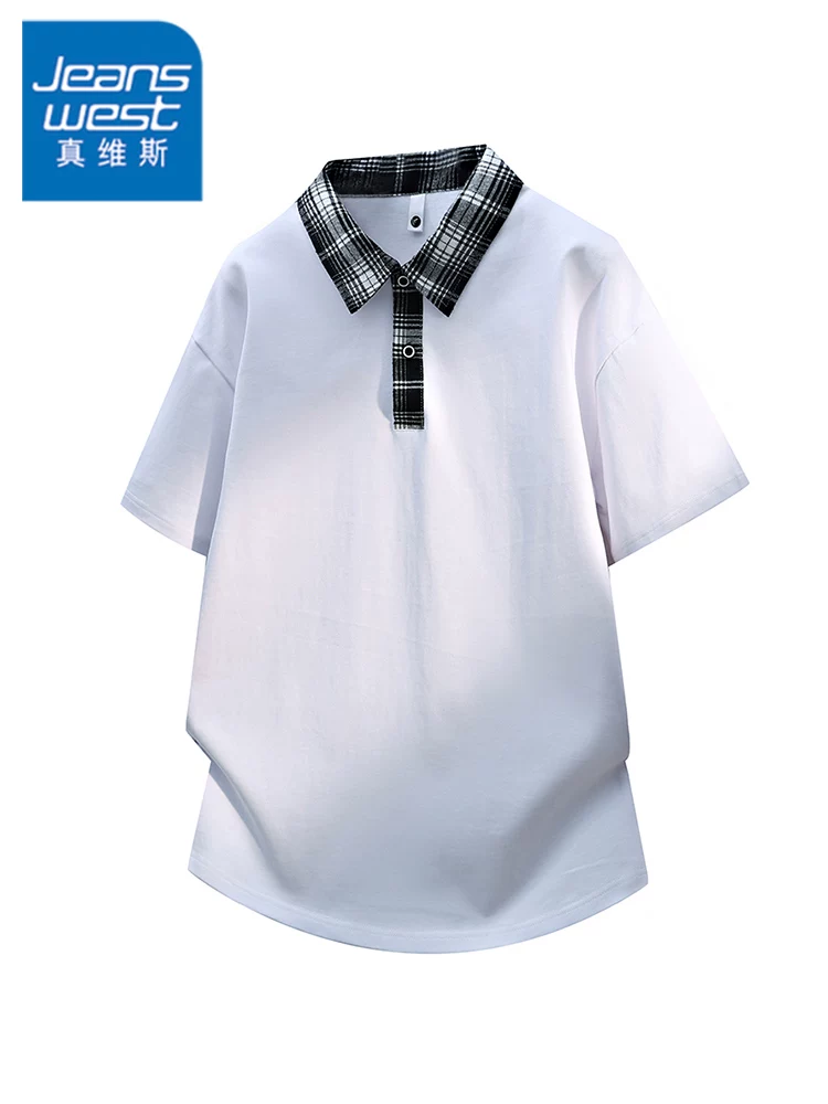 Áo thun kẻ sọc phối màu phong cách Mỹ của Jeanswest dành cho nam, áo sơ mi ngắn tay thoáng khí, rộng rãi, hợp thời trang, cao cấp mùa hè.