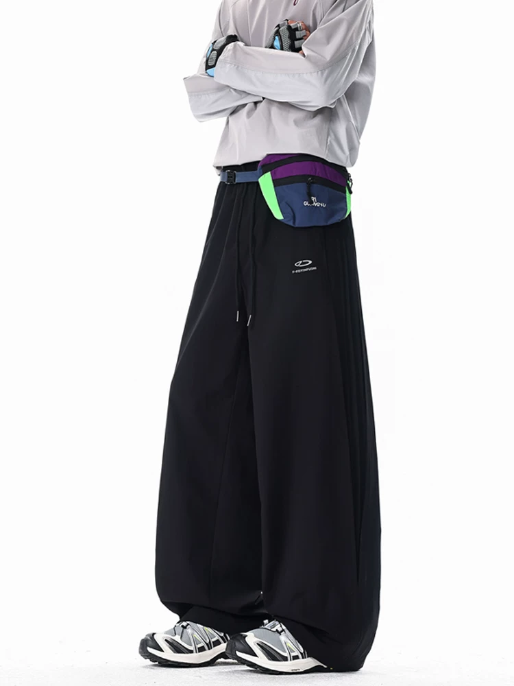 Quần dài ống rộng có dây rút kiểu Mỹ của Jeanswest dành cho nam, mùa xuân thu, thương hiệu thời trang cao cấp, quần dài xếp nếp.