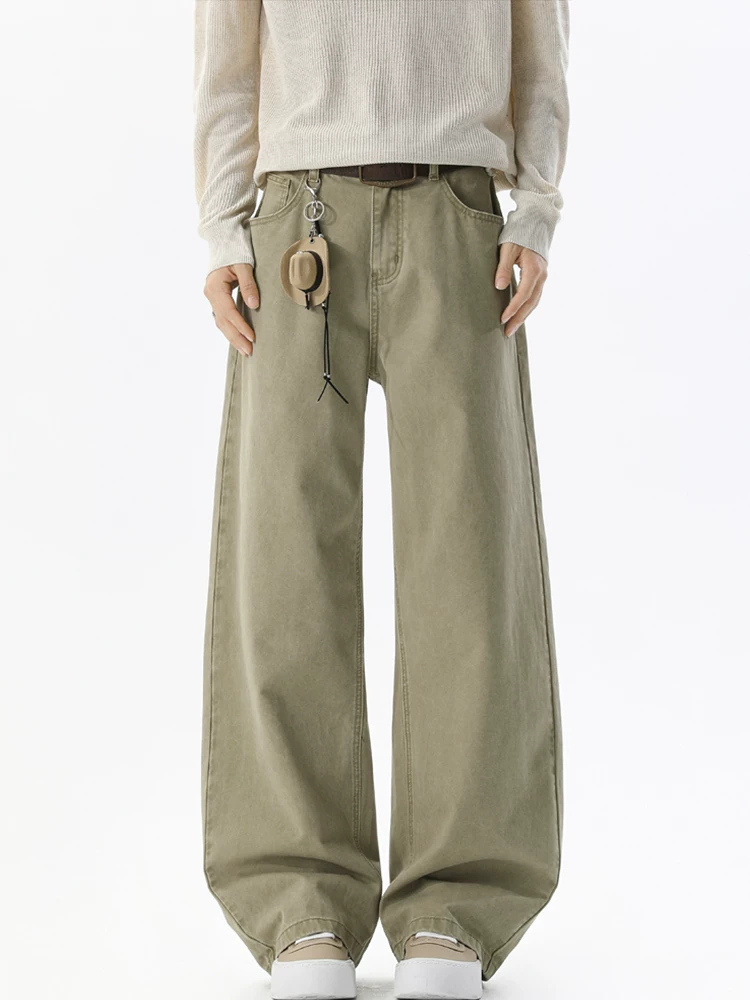 Quần dài ống rộng màu đen kiểu Mỹ của Jeanswest dành cho nam, mùa xuân thu, cảm giác cao cấp, quần dài dáng rộng thoải mái.