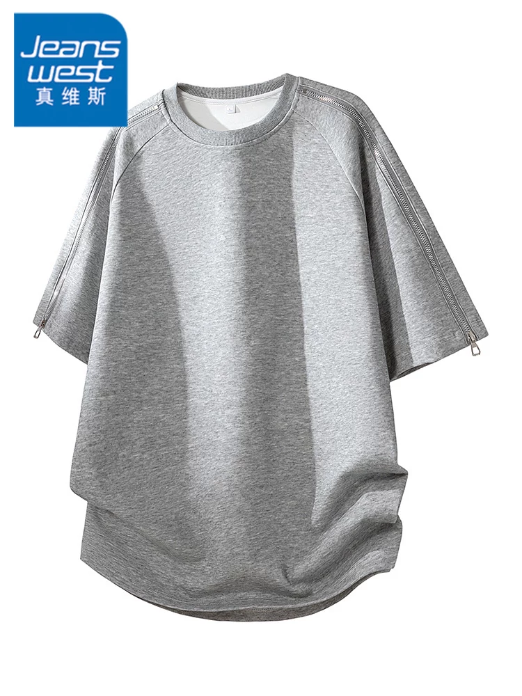 Áo thun tay raglan cổ tròn kiểu Mỹ của Jeanswest dành cho nam, áo thun ngắn tay cao cấp, rộng rãi, thoáng khí, phong cách thường ngày mùa xuân hè.