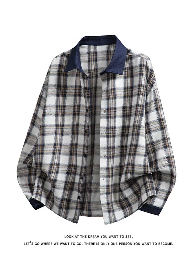 Áo sơ mi nam kẻ sọc phối màu mới của Jeanswest, kiểu dáng lười biếng mùa xuân thu, áo sơ mi dài tay rộng rãi thoải mái.