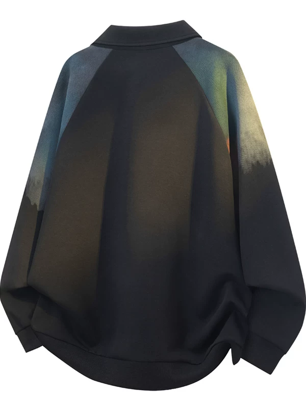 Áo sweatshirt nam Jeanswest phong cách Mỹ cổ điển, phối màu tie-dye, cổ trụ, dáng rộng, đa năng, tay dài, mẫu mới thu 2025