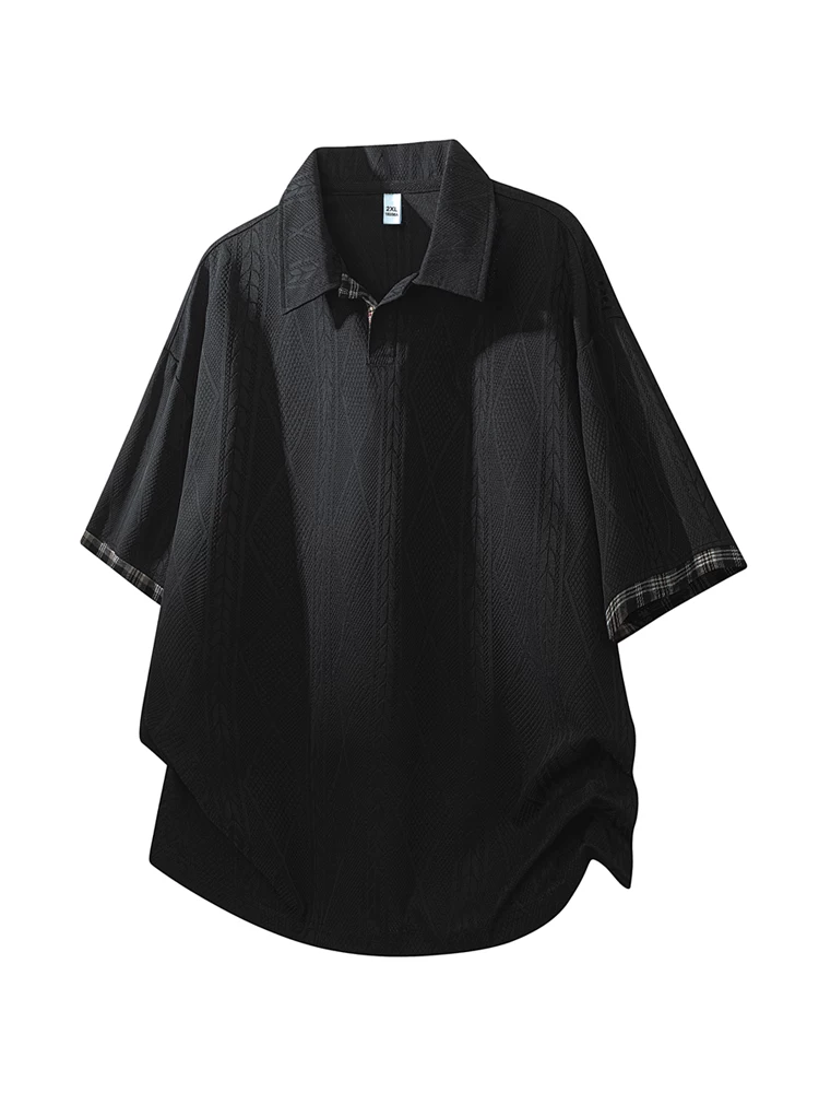 Áo thun nam Jeanswest mùa hè dáng rộng, thoáng khí, thân thiện với da, chất liệu mỏng mát, tay ngắn, phối màu tương phản, chất liệu lụa băng dệt jacquard.