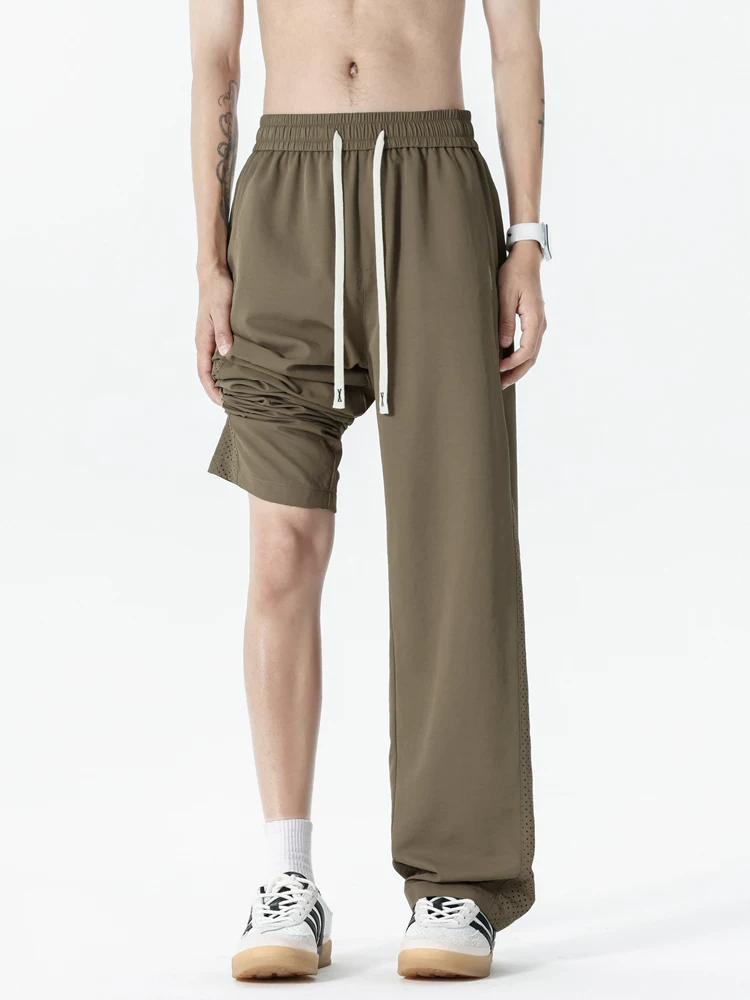 Quần dài nam Jeanswest chất liệu lưới mỏng, thoáng khí, nhanh khô, kiểu dáng thẳng, phong cách thường ngày, mẫu mới xuân/hè, thương hiệu thời trang, chất liệu lụa đá, dáng rộng.