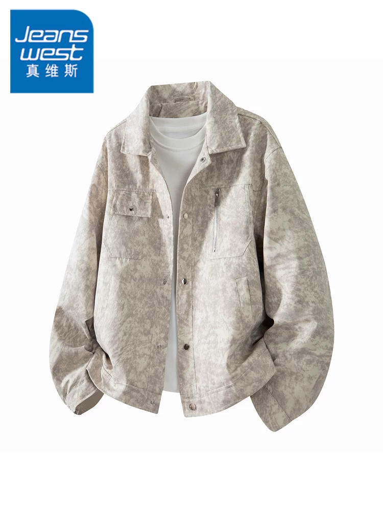 Áo khoác có cổ phong cách retro cao cấp của Jeanswest dành cho nam giới, áo khoác thời trang rộng rãi, thoải mái, hợp thời trang mùa xuân thu.