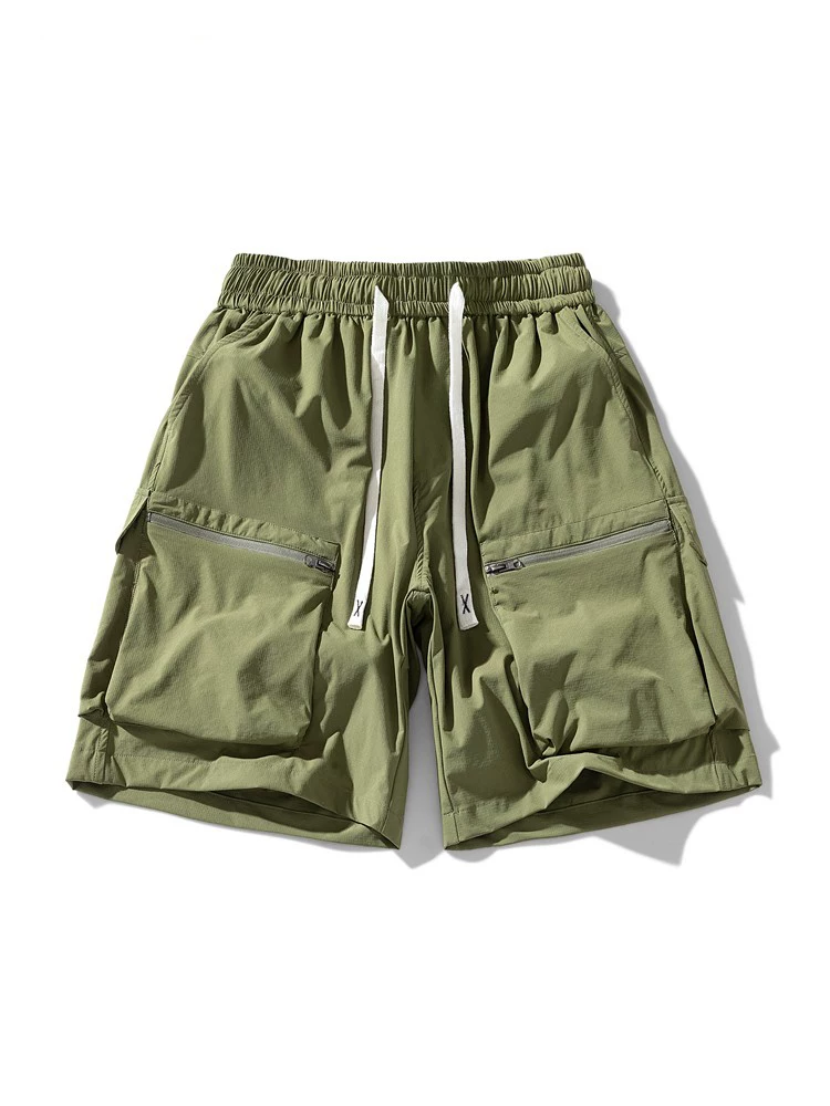 Quần short công sở kiểu núi màu tím của Jeanswest dành cho nam, quần short dài đến đầu gối có khóa kéo kiểu Mỹ mỏng mùa hè.