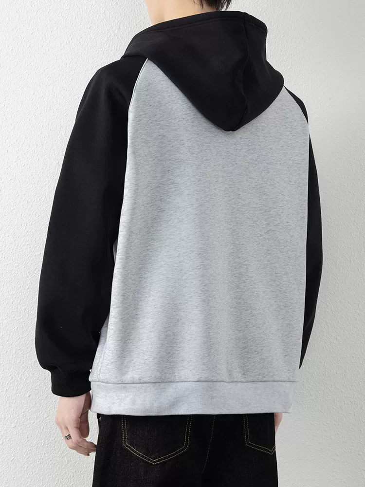 Áo khoác cardigan có mũ phối màu của Jeanswest dành cho nam, mùa xuân thu, phong cách Mỹ cao cấp, áo hoodie thương hiệu thời thượng chất liệu dày dặn.