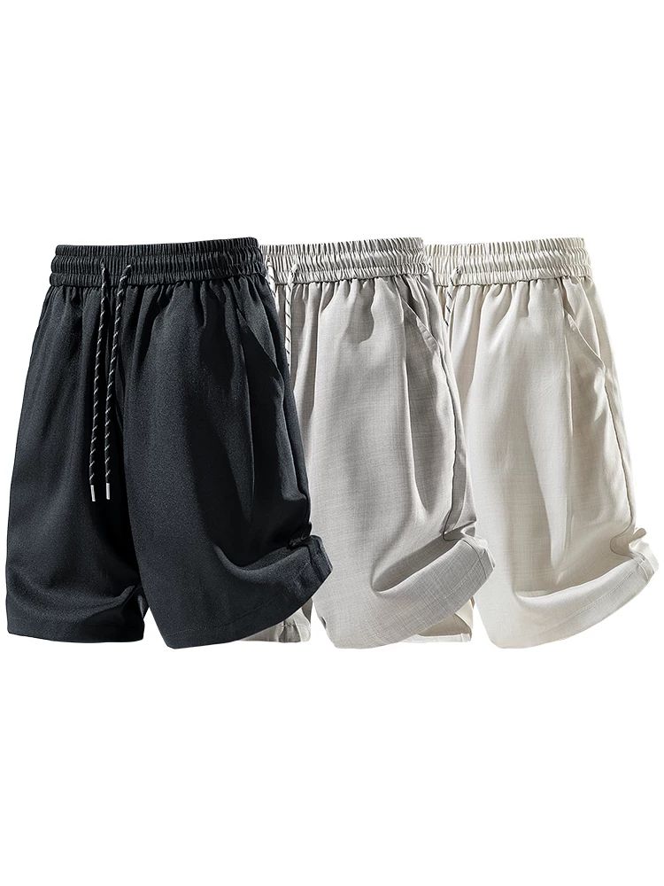 Quần jean dây rút màu đen thông thường của Jeanswest dành cho nam, quần short thể thao thời trang cao cấp dáng rộng mùa xuân hè.