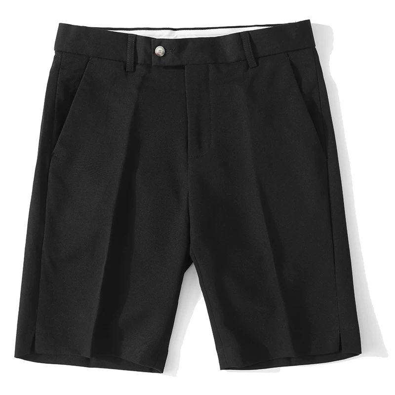 Quần short vest nam màu trơn kiểu Anh có thiết kế xẻ tà, quần short dài vừa phải đa năng mùa hè