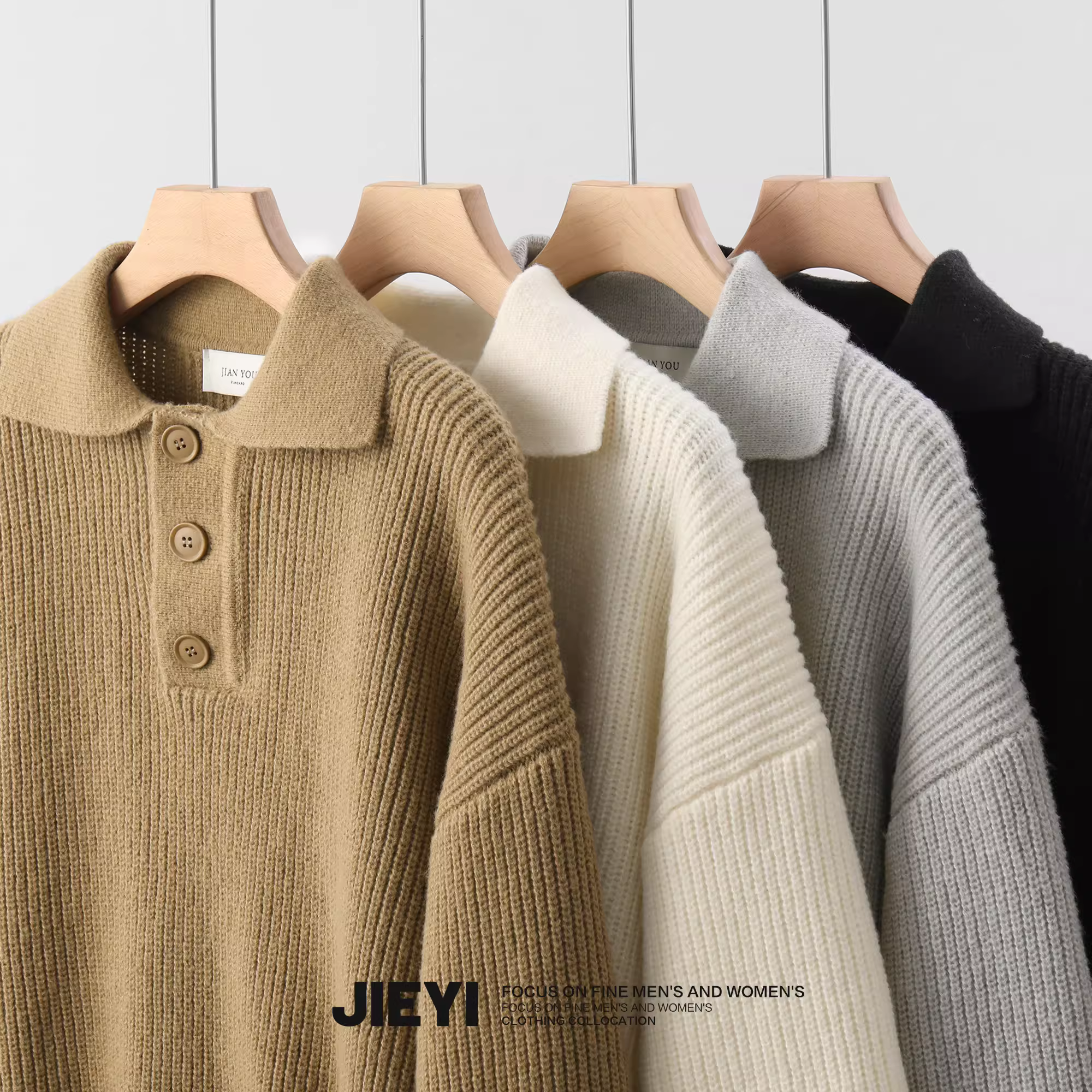 Áo len dệt kim phong cách Hàn Quốc JIEYI, kiểu dáng thoải mái và thời trang, cổ trụ, xu hướng mùa đông 2025, áo len rộng rãi đa năng dành cho nam