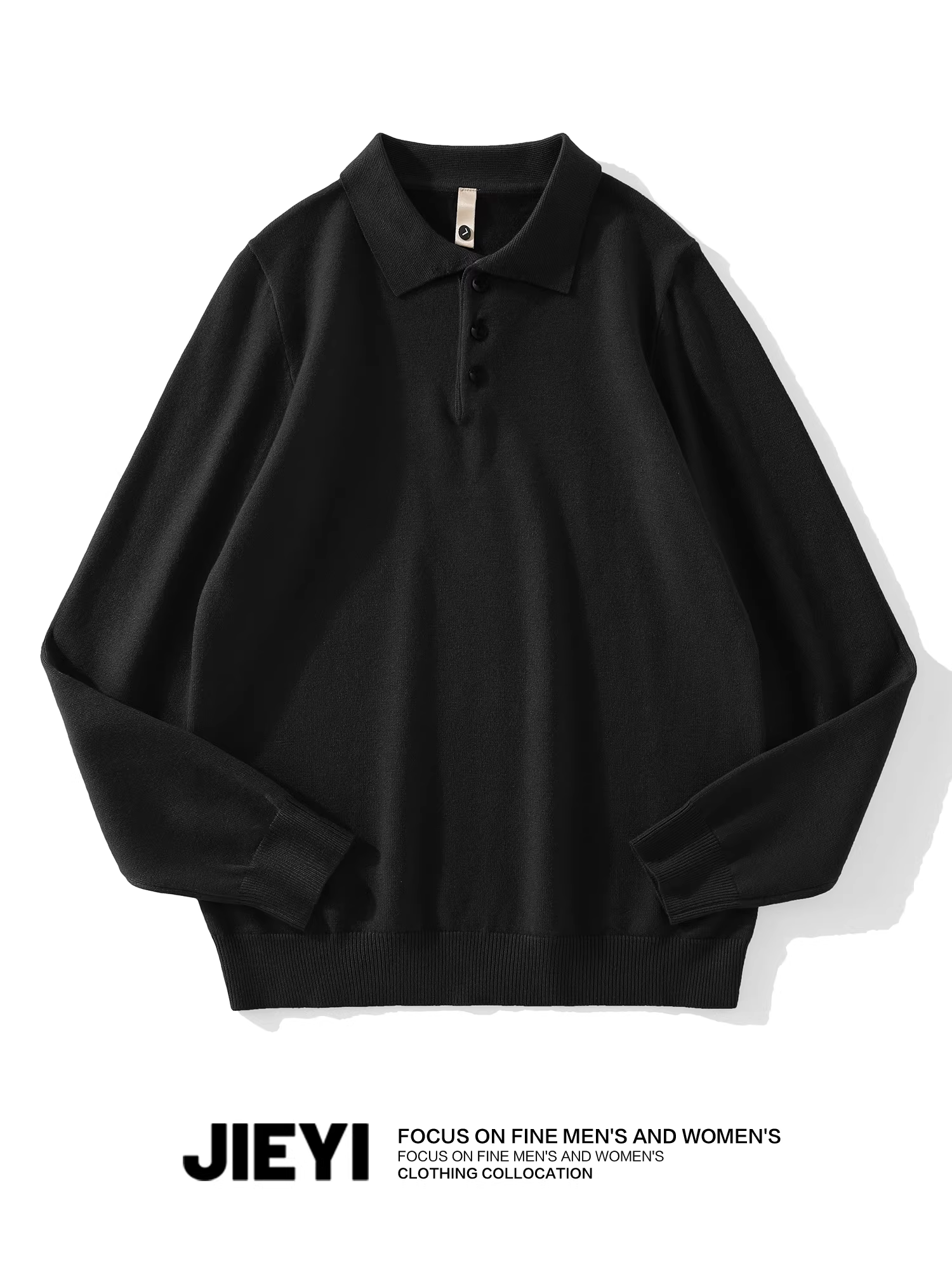 Áo len polo nam JIEYI kiểu Hàn Quốc, dáng ôm, ấm áp, cổ trụ, chất liệu dệt kim, viền bo, đa năng, tay dài, mùa thu đông
