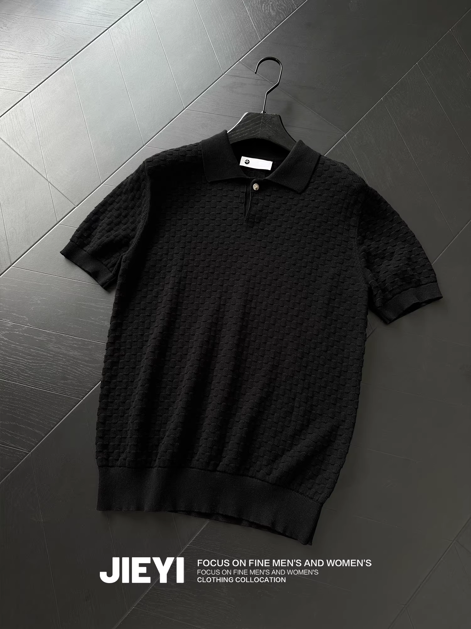 Khuyến mãi đặc biệt: Áo polo nam chất liệu cotton nguyên chất, màu trơn, phong cách cổ điển, tay ngắn, chất liệu dệt jacquard kẻ caro thanh lịch, thích hợp cho mùa hè.