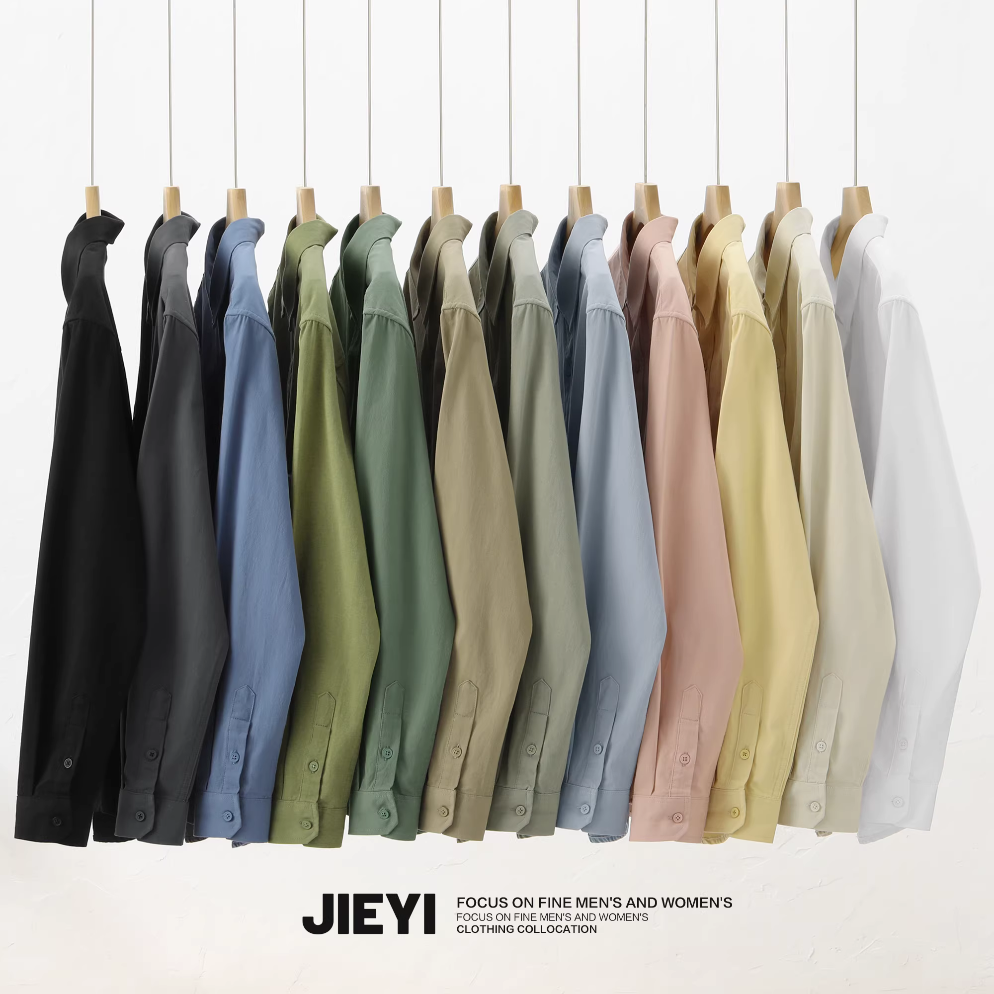 Áo sơ mi nam JIEYI 2025 chất liệu cotton nguyên chất, thân thiện với da, kiểu dáng nghệ thuật, nhiều màu sắc macaron, thiết kế độc đáo, tay dài.