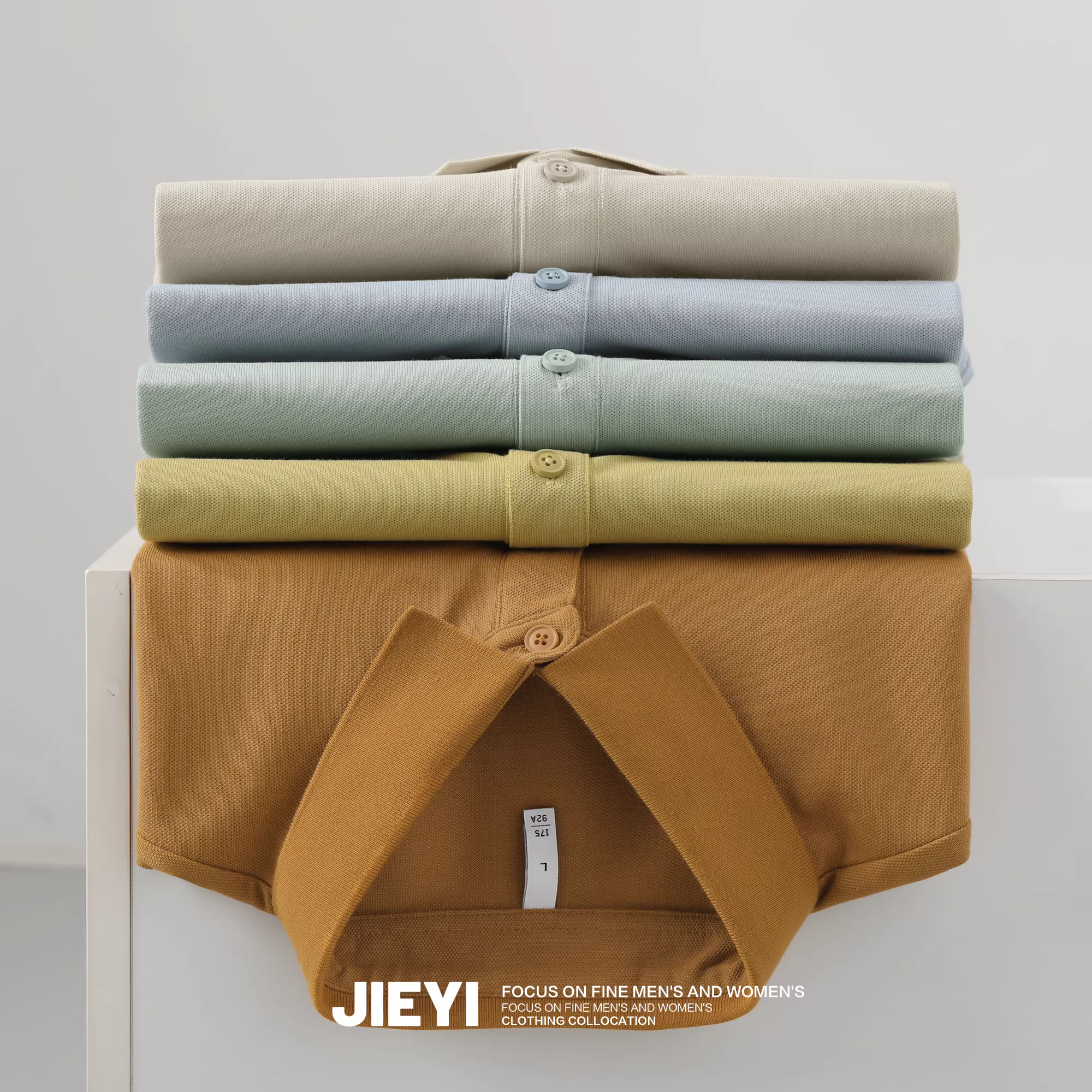 Áo polo cotton pique trơn màu JIEYI kiểu Pháp Paris thoáng khí, áo thun nam ngắn tay thoáng mát