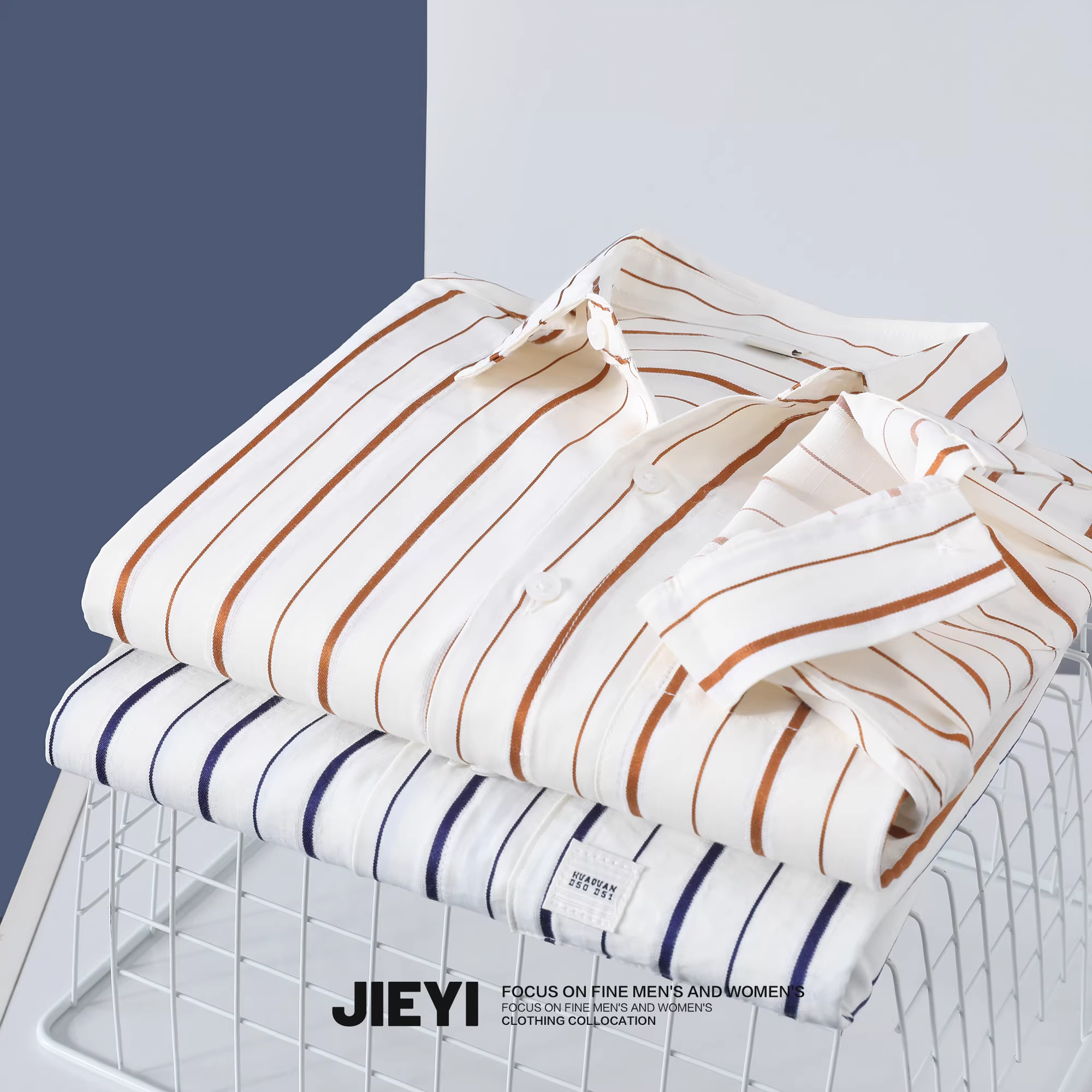 Áo sơ mi nam JIEYI kiểu dáng nghệ thuật, chất liệu thoáng khí, cổ sơ mi, tay ngắn, họa tiết sọc, thích hợp cho người đi làm trong thành phố.