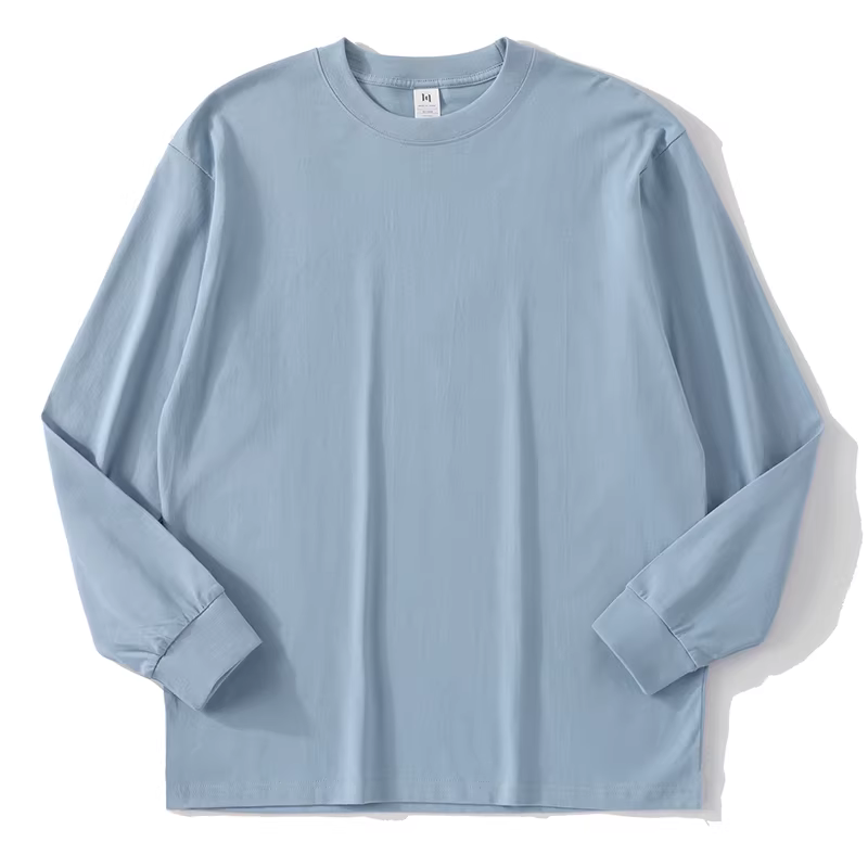 Áo thun nỉ cotton cao cấp JIEYI thời trang thu đông, màu trơn, dáng rộng, tay dài, chất dày, đa năng, dành cho nam