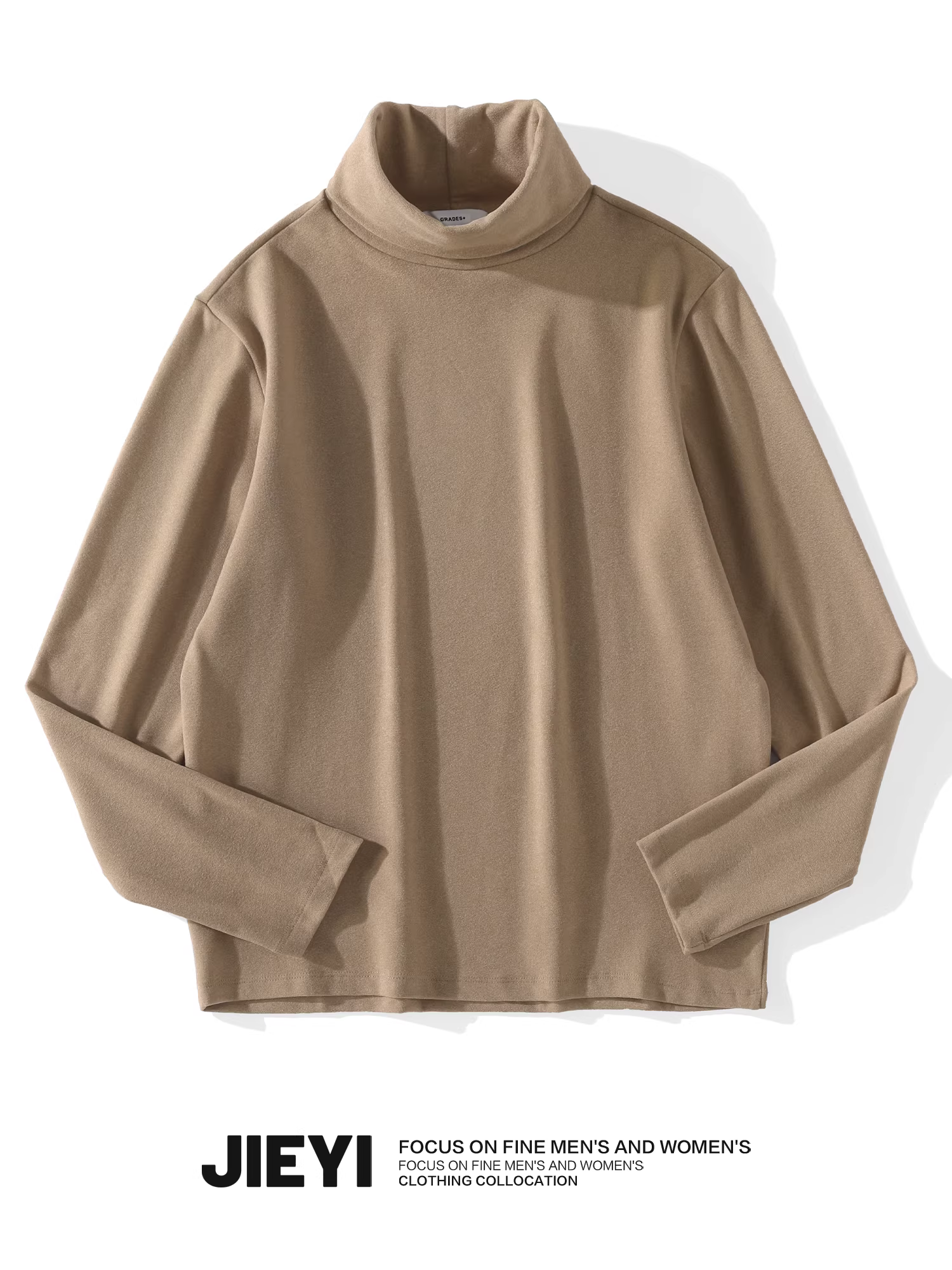 Áo thun nam JIEYI màu trơn giữ ấm mùa thu đông, lớp lót giữ nhiệt chải mềm tự sưởi ấm, cổ cao, dáng ôm, tay dài