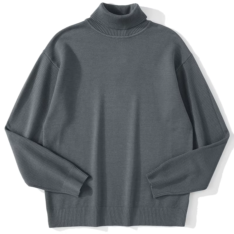 Áo len nam JIEYI chất liệu gân cao cổ màu trơn tay dài phong cách Nhật Bản, mặc trong hoặc mặc ngoài