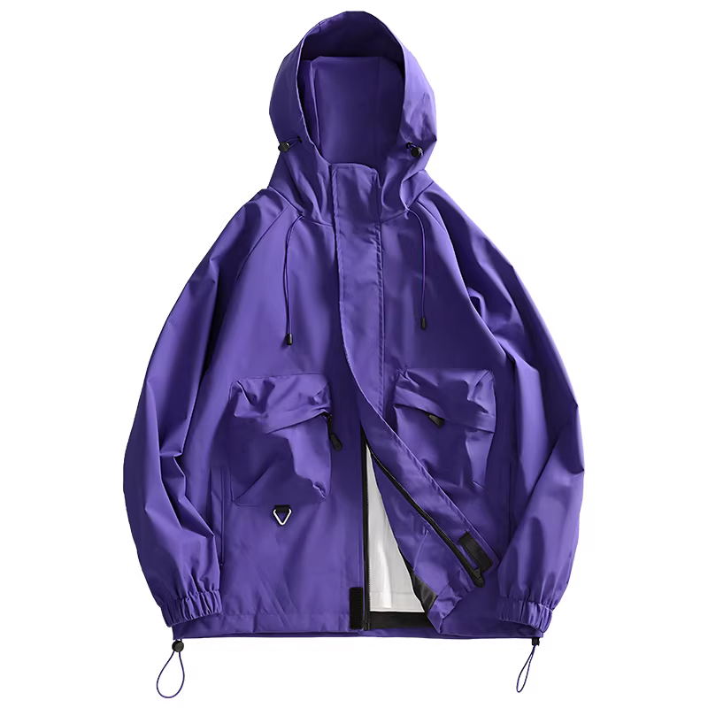 Áo khoác gió nam JIEYI kiểu túi kéo khóa màu tím khoai môn, mẫu mới xuân 2025, cá tính, dã ngoại