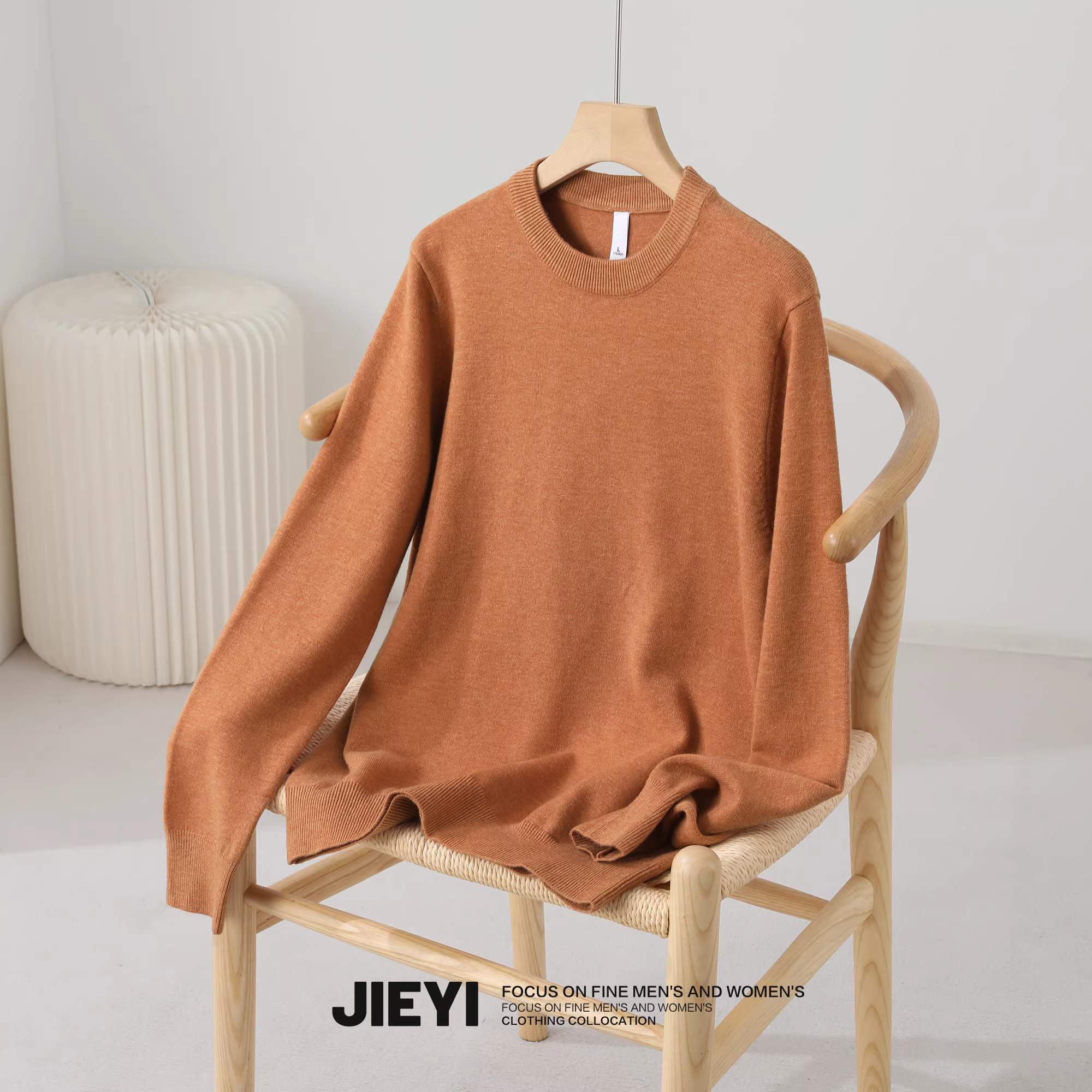 Áo len nam JIEYI thu đông ấm áp, chất liệu len cừu, cổ tròn, ôm dáng, dệt kim, màu trơn, kiểu dáng trẻ trung