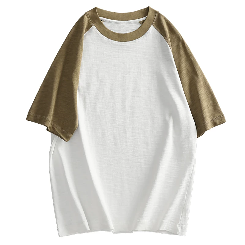 Áo thun cotton 100% chất liệu sợi tre, kiểu dáng rộng rãi, tay raglan phong cách Nhật Bản, tay ngắn, 310g, dành cho nam.