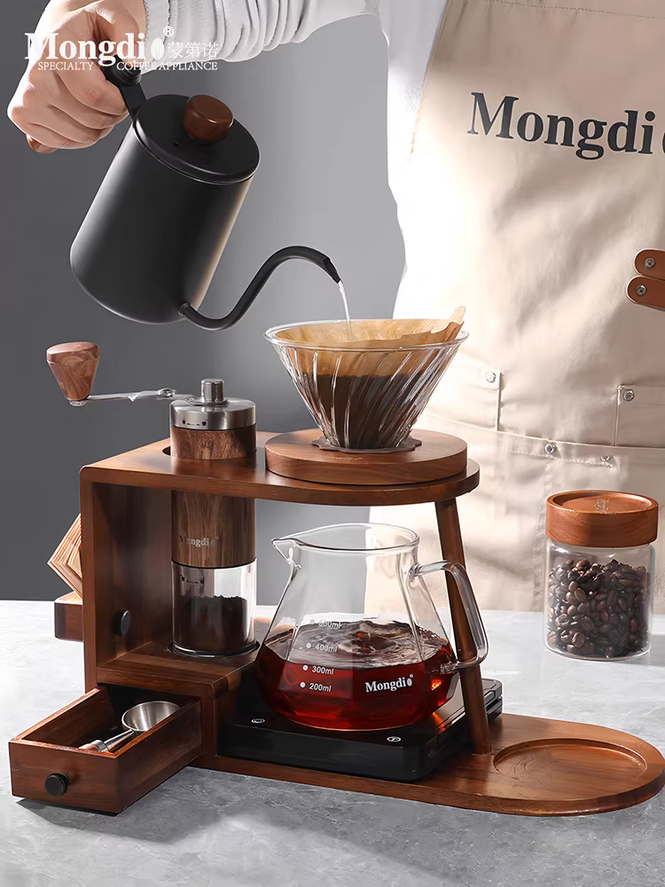 Bộ ấm pha cà phê thủ công Mongdio, máy pha cà phê bằng tay, máy xay cầm tay, giá để đồ, dụng cụ pha cà phê