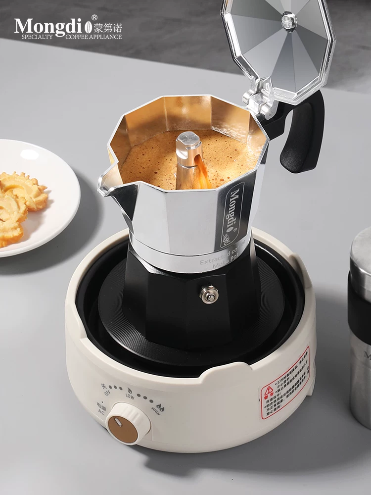 Máy pha cà phê moka pot hai van Mongdio, máy pha cà phê kiểu Ý, bộ ấm pha cà phê thủ công