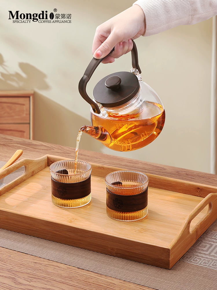 Ấm trà thủy tinh Mongdio 2024 mẫu mới, ấm điện gốm sứ để pha trà, ấm đun nước đặc biệt để pha trà.