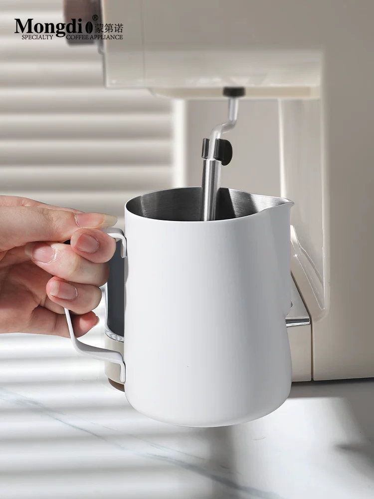 Bình tạo bọt sữa Mongdio có vòi nhọn, bình tạo bọt sữa bằng thép không gỉ, cốc tạo bọt sữa, cốc cà phê đặc biệt dành cho nghệ thuật latte.