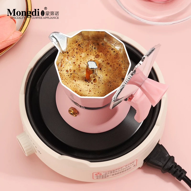 Máy pha cà phê mini gia dụng Mongdio Moka, máy pha cà phê espresso nhỏ gọn, bình pha cà phê