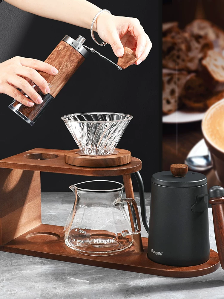 Bộ pha cà phê đổ nước Mongdio, máy xay cầm tay, giá để đồ quay tay, bộ ấm pha cà phê đổ nước hoàn chỉnh
