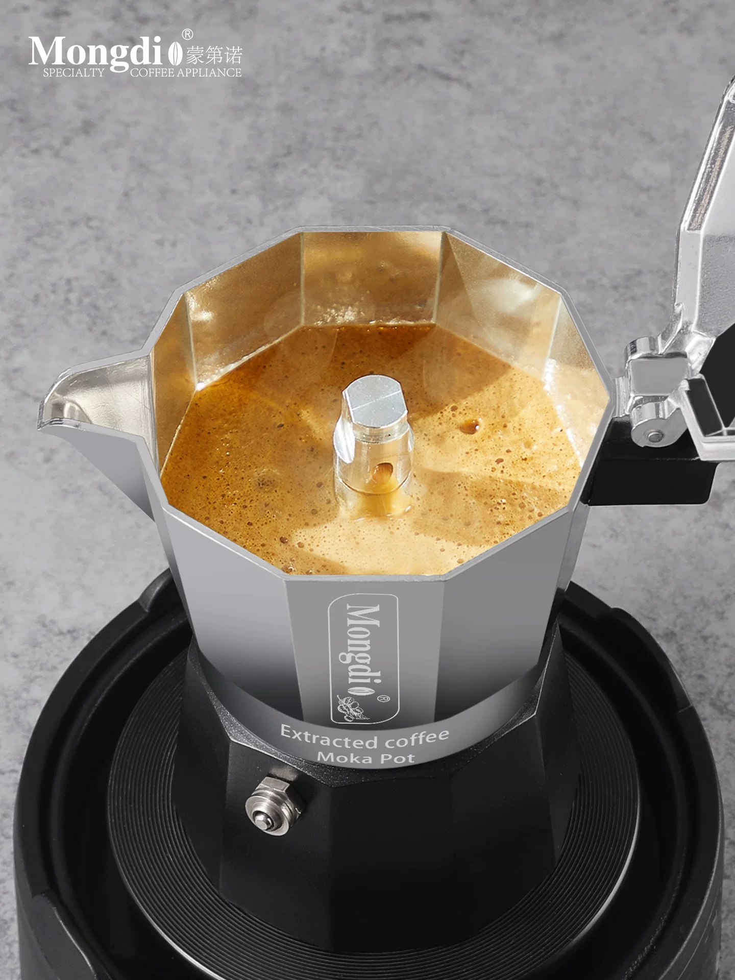 Máy pha cà phê moka pot hai van Mongdio, máy pha cà phê espresso nhỏ gọn cho gia đình, bộ pha cà phê thủ công