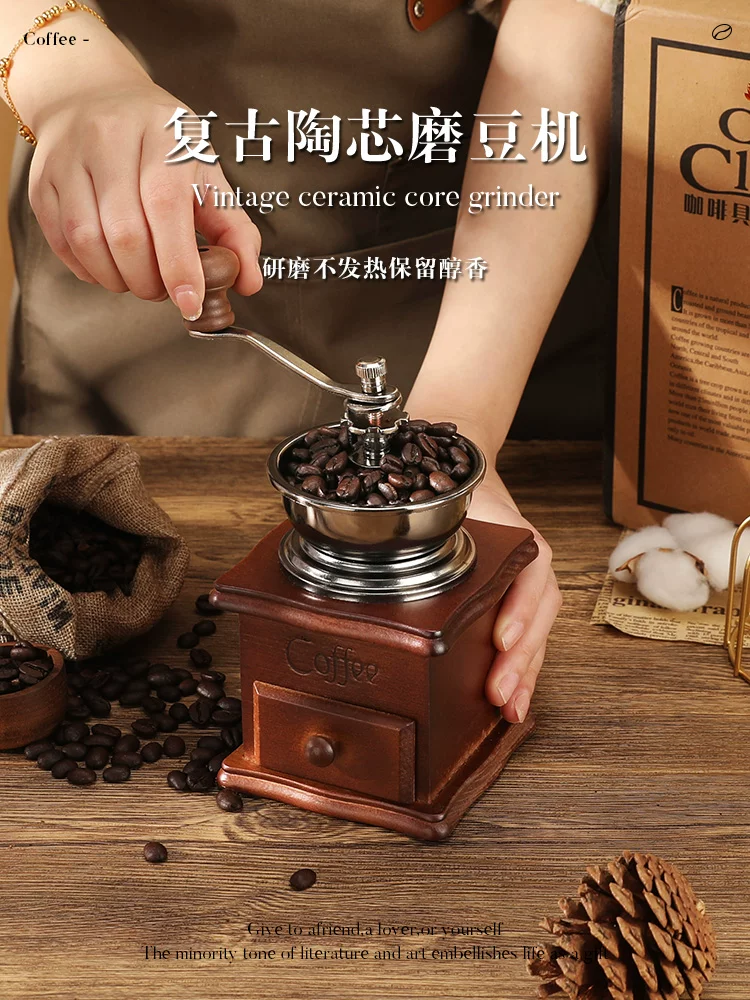 Bộ quà tặng máy xay cà phê thủ công Mongdio Máy xay cà phê quay tay Máy xay cà phê hạt cà phê pha bằng tay quà tặng doanh nghiệp